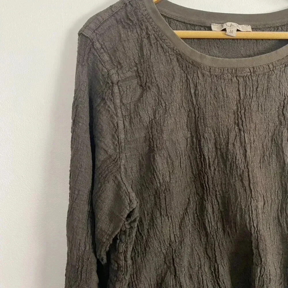 Flax Brown Crinkle Linen Top - Picture 7 of 11